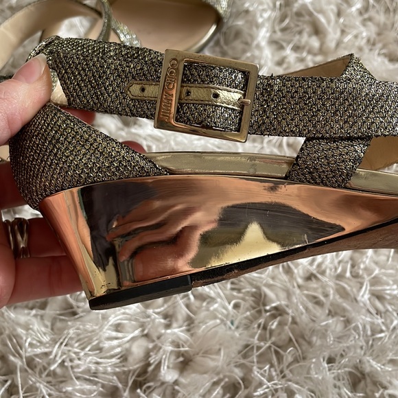 Jimmy Choo Gold Chiara Strap Sandals - Picture 3 of 9